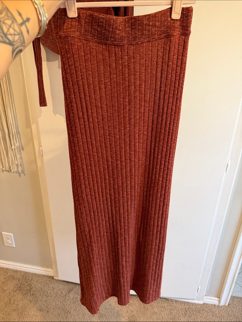Free people beach rust ribbed lightweight maxi skirt crop top set - Picture 5 of 8